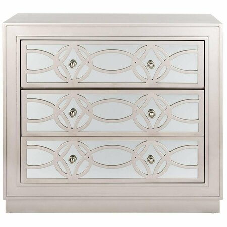 SAFAVIEH Catalina 3 Drawer Chest with Champagne; Mirror & Nickel Handle CHS6400A